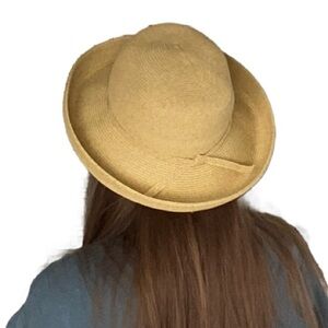 Toucan Collection Curved Kettle Brim Boater Sun Hat Back Bow Accent Straw